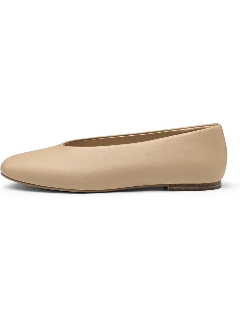 Athlefit Women's Nude Closed Round Toe Comfort Flats Slip On Casual Shoes